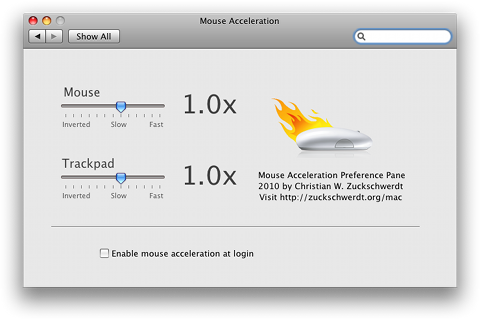 Mouse Acceleration PrefPane on Snow Leopard, English localization